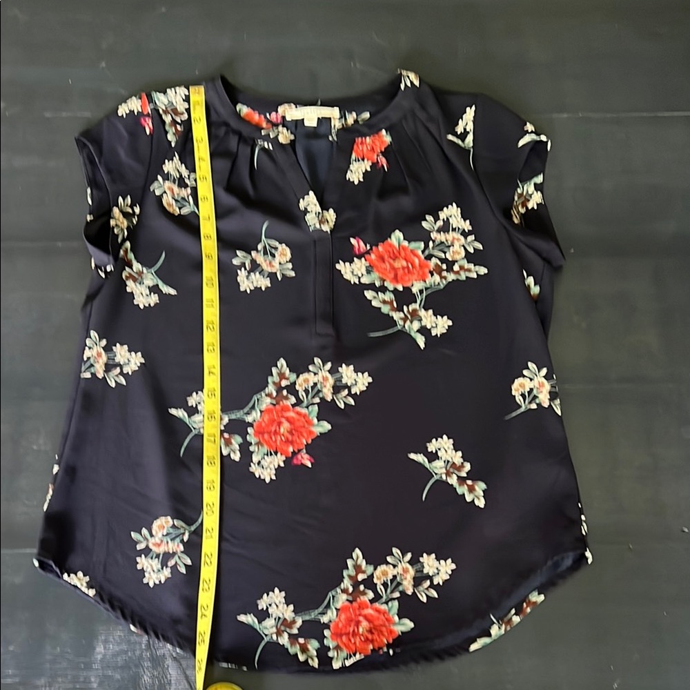 Fun 2 Fun Blue Cap Sleeve Mandarin Collar Blouse